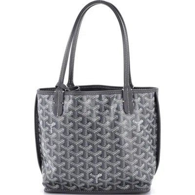 Pre-owned Goyard  Goyard Anjou Reversible Tote Coated Canvas Mini In Gray