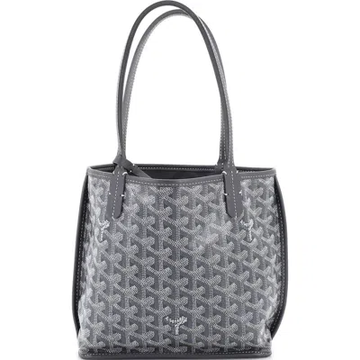 Pre-owned Goyard  Goyard Anjou Reversible Tote Coated Canvas Mini In Gray