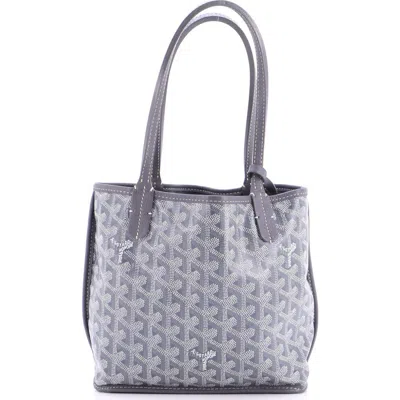 Pre-owned Goyard  Goyard Anjou Reversible Tote Coated Canvas Mini In Gray