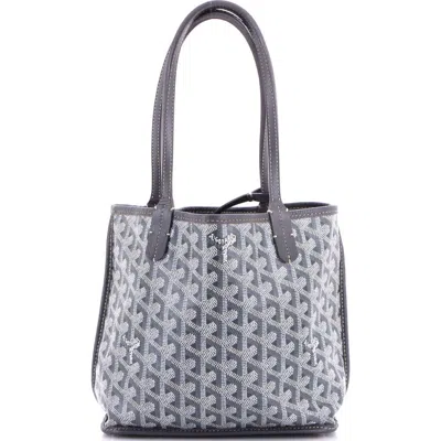 Pre-owned Goyard  Goyard Anjou Reversible Tote Coated Canvas Mini In Gray