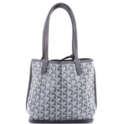 Pre-owned Goyard  Goyard Anjou Reversible Tote Coated Canvas Mini In Gray