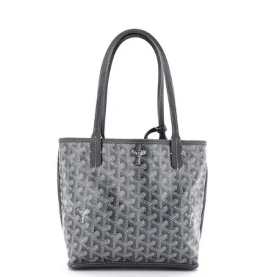 Pre-owned Goyard  Goyard Anjou Reversible Tote Coated Canvas Mini In Gray