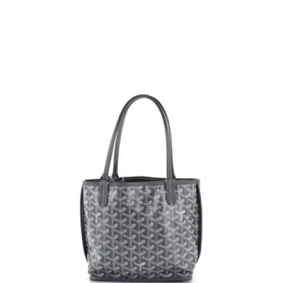 Pre-owned Goyard  Goyard Anjou Reversible Tote Coated Canvas Mini In Gray