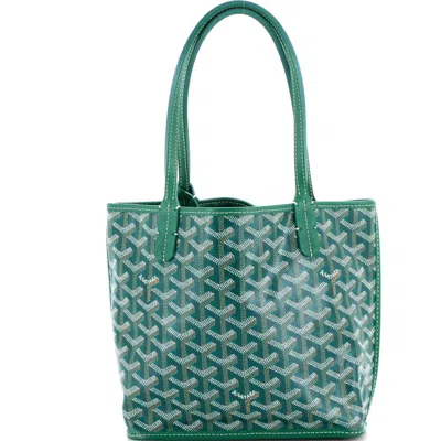 Pre-owned Goyard  Goyard Anjou Reversible Tote Coated Canvas Mini In Green