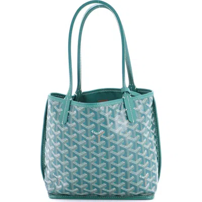 Pre-owned Goyard  Goyard Anjou Reversible Tote Coated Canvas Mini In Green