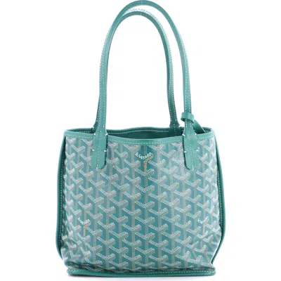 Pre-owned Goyard  Goyard Anjou Reversible Tote Coated Canvas Mini In Green