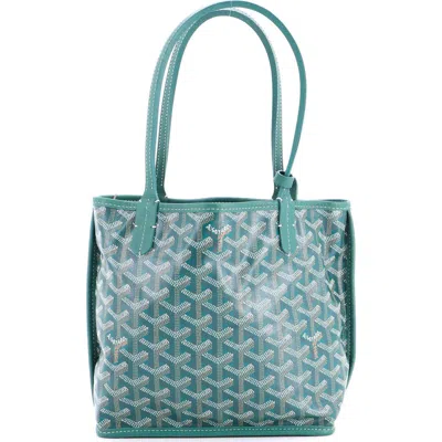 Pre-owned Goyard  Goyard Anjou Reversible Tote Coated Canvas Mini In Green