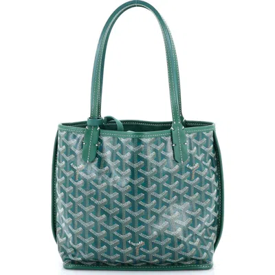 Pre-owned Goyard  Goyard Anjou Reversible Tote Coated Canvas Mini In Green