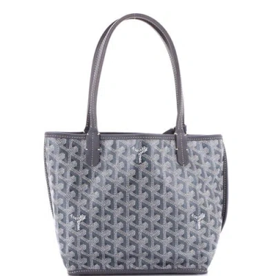 Pre-owned Goyard  Goyard Anjou Reversible Tote Coated Canvas Mini In Grey