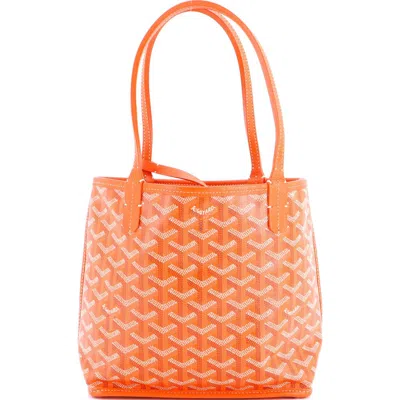 Pre-owned Goyard  Goyard Anjou Reversible Tote Coated Canvas Mini In Orange