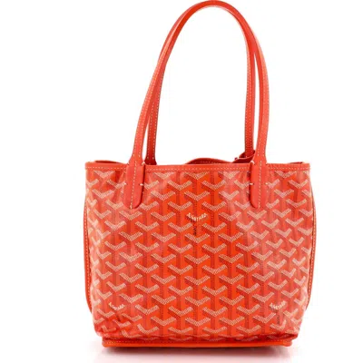 Pre-owned Goyard  Goyard Anjou Reversible Tote Coated Canvas Mini In Orange
