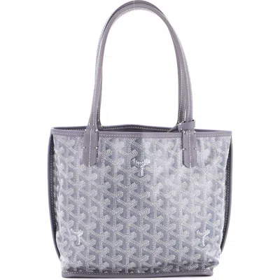 Pre-owned Goyard  Goyard Anjou Reversible Tote Coated Canvas Mini In White