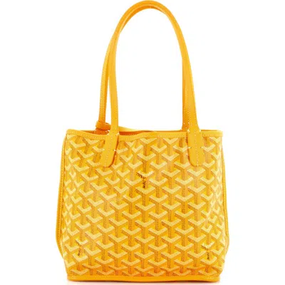 Pre-owned Goyard  Goyard Anjou Reversible Tote Coated Canvas Mini In Yellow