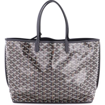 Pre-owned Goyard  Goyard Anjou Reversible Tote Coated Canvas Pm In Black