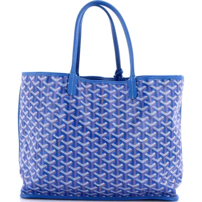 Pre-owned Goyard  Goyard Anjou Reversible Tote Coated Canvas Pm In Blue