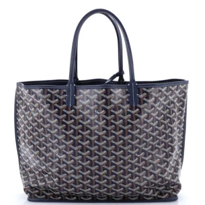 Pre-owned Goyard  Goyard Anjou Reversible Tote Coated Canvas Pm In Blue