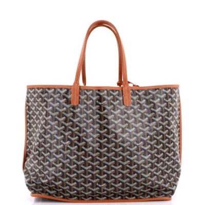 Pre-owned Goyard  Goyard Anjou Reversible Tote Coated Canvas Pm In Brown