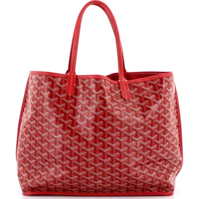 Pre-owned Goyard  Goyard Anjou Reversible Tote Coated Canvas Pm In Red
