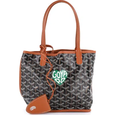Pre-owned Goyard  Goyard Anjou Reversible Tote Printed Coated Canvas Mini In Brown