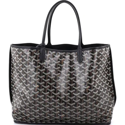 Pre-owned Goyard  Goyard Anjou Reversible Tote Printed Coated Canvas Pm In Black