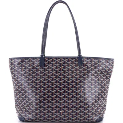 Pre-owned Goyard  Goyard Artois Tote Coated Canvas Mm In Blue
