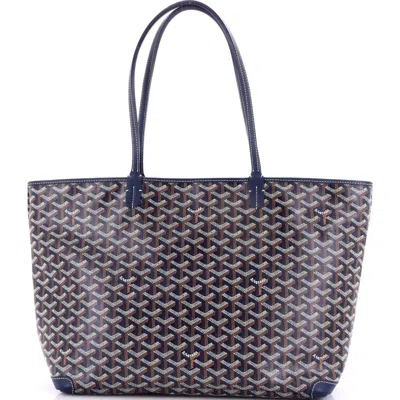 Pre-owned Goyard  Goyard Artois Tote Coated Canvas Mm In Blue