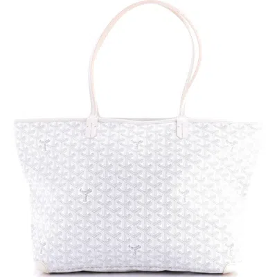 Pre-owned Goyard  Goyard Artois Tote Coated Canvas Mm In White
