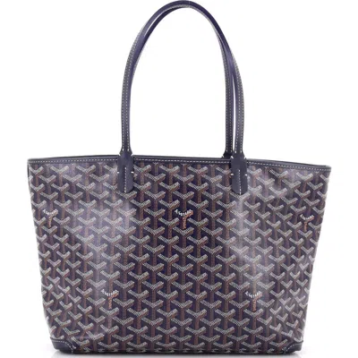 Pre-owned Goyard  Goyard Artois Tote Coated Canvas Pm In Blue