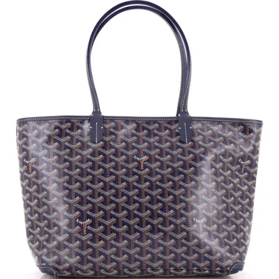 Pre-owned Goyard  Goyard Artois Tote Coated Canvas Pm In Blue