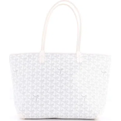 Pre-owned Goyard  Goyard Artois Tote Coated Canvas Pm In White