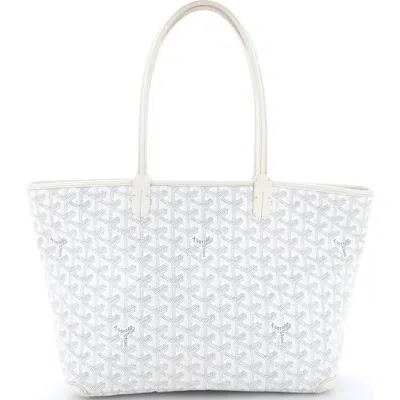 Pre-owned Goyard  Goyard Artois Tote Coated Canvas Pm In White
