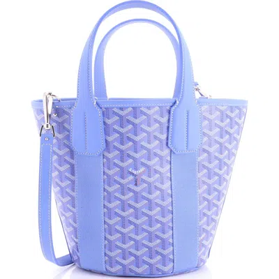 Pre-owned Goyard  Goyard Belharra Tote Coated Canvas Pm In Blue