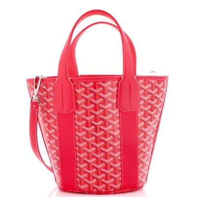 Pre-owned Goyard  Goyard Belharra Tote Coated Canvas Pm In Red