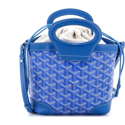 Pre-owned Goyard  Goyard Beluga Bag Coated Canvas Mini In Blue