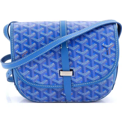 Pre-owned Goyard  Goyard Belvedere Ii Messenger Bag Coated Canvas Pm In Blue