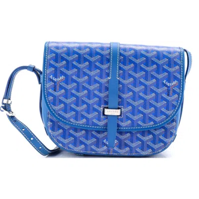 Pre-owned Goyard  Goyard Belvedere Ii Messenger Bag Coated Canvas Pm In Blue