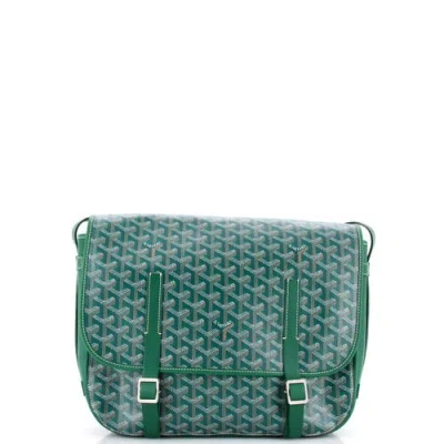Pre-owned Goyard  Goyard Belvedere Messenger Bag Coated Canvas Gm In Green