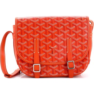 Pre-owned Goyard  Goyard Belvedere Messenger Bag Coated Canvas With Leather Pm In Red