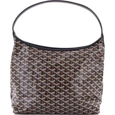 Pre-owned Goyard  Goyard Boheme Hobo Coated Canvas In Black