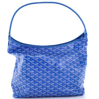 Pre-owned Goyard  Goyard Boheme Hobo Coated Canvas In Blue
