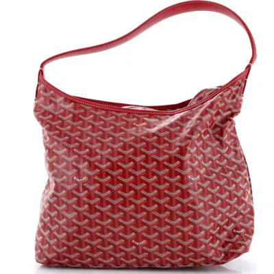Pre-owned Goyard  Goyard Boheme Hobo Coated Canvas In Red