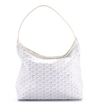 Pre-owned Goyard  Goyard Boheme Hobo Coated Canvas In White
