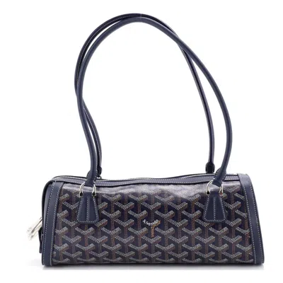 Pre-owned Goyard  Goyard Bonbonniere Bag Coated Canvas In Blue
