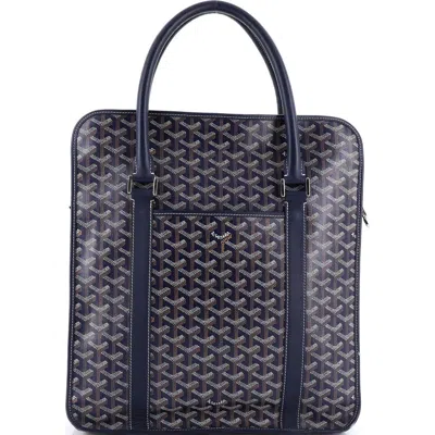 Pre-owned Goyard  Goyard Bourgogne Bag Coated Canvas In Blue