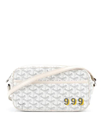 Pre-owned Pre-owned Goyard  Goyard Cap Vert Bag Printed Coated Canvas In White