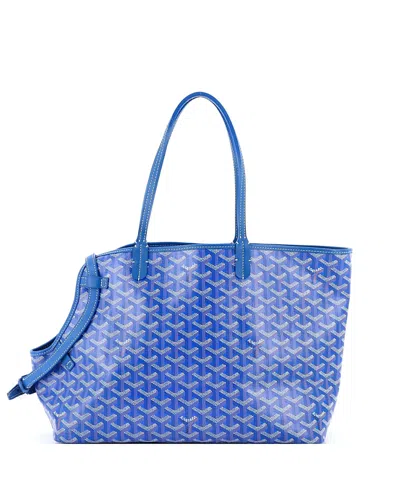 Pre-owned Pre-owned Goyard  Goyard Chien Gris Pet Carrier Tote Coated Canvas In Blue