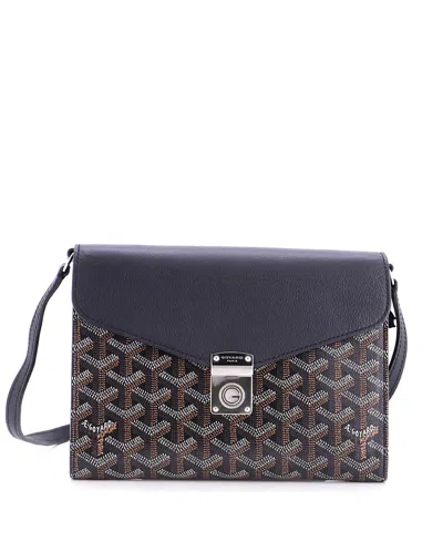 Pre-owned Pre-owned Goyard  Goyard Chypre Wallet On Strap Coated Canvas With Leather In Black
