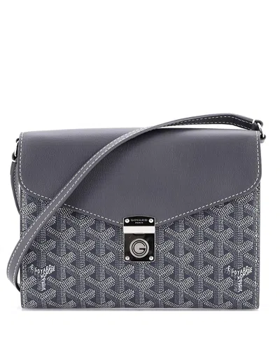Pre-owned Pre-owned Goyard  Goyard Chypre Wallet On Strap Coated Canvas With Leather In Gray