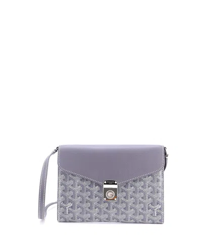 Pre-owned Pre-owned Goyard  Goyard Chypre Wallet On Strap Coated Canvas With Leather In Gray