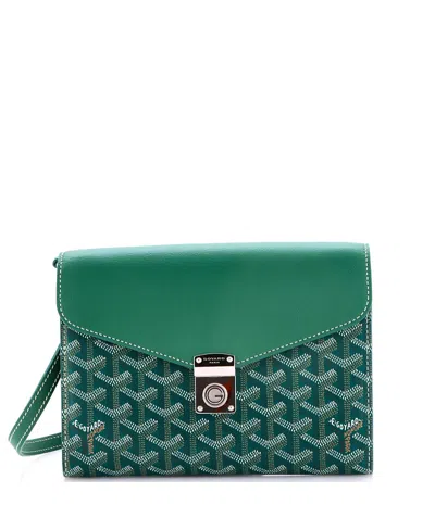 Pre-owned Pre-owned Goyard  Goyard Chypre Wallet On Strap Coated Canvas With Leather In Green